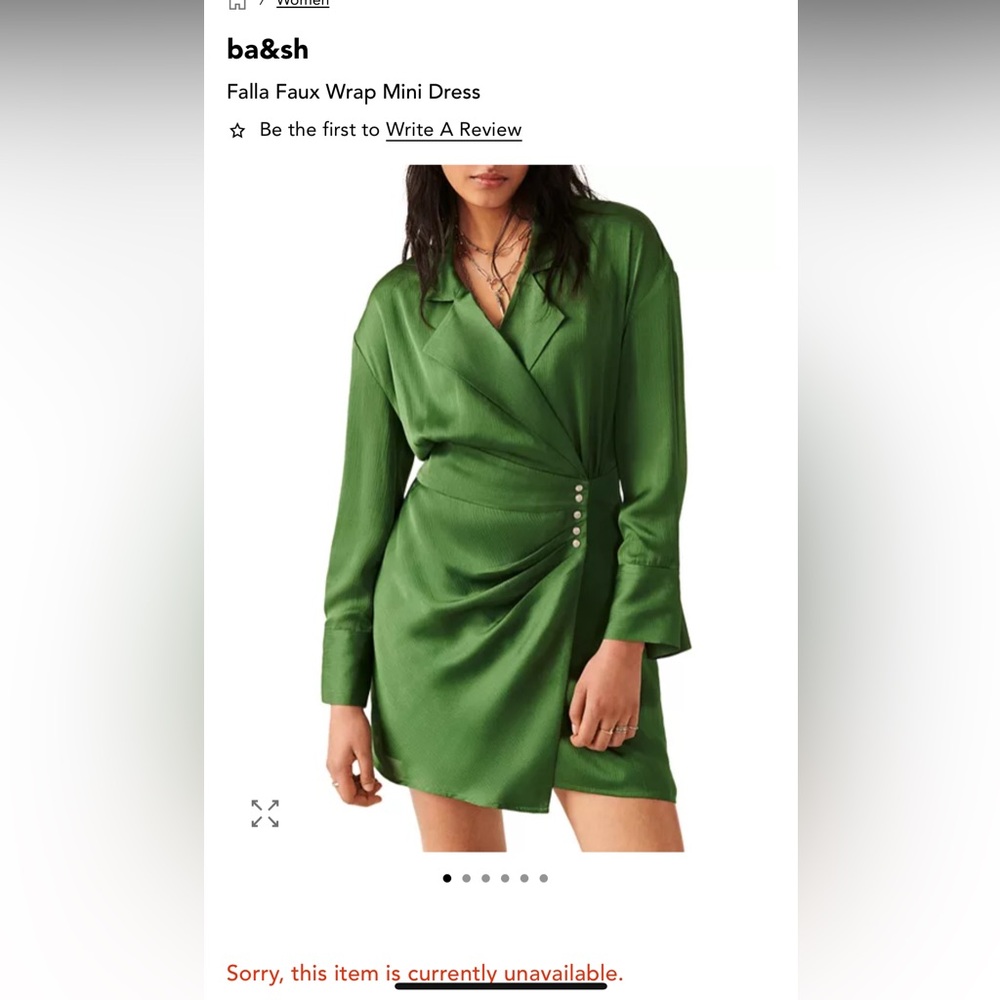 ba&sh Emerald Faux Wrap Mini Dress
